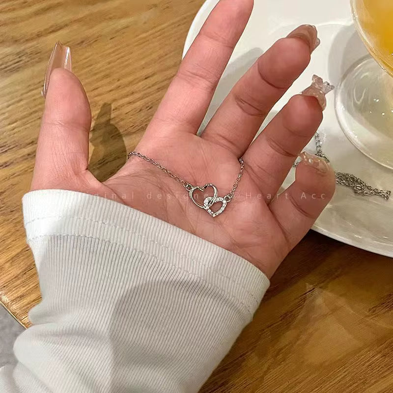 Double heart necklace