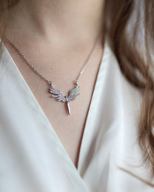 Engelsflügel-Halskette – Kristall-Wächter-Anhänger